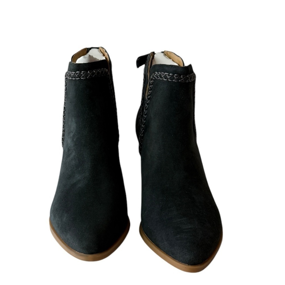 Dolce Vita Dylan Notch Side Suede Ankle Bootie Dark Gray Heel Leather Boots 6 - Picture 3 of 6
